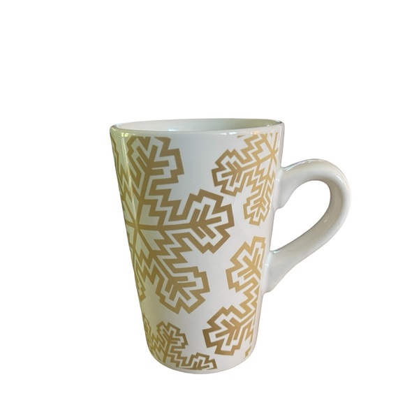 White With Gold Snowflakes Tall Coffee Mug - Secret Expressions - Picture 3 of 7